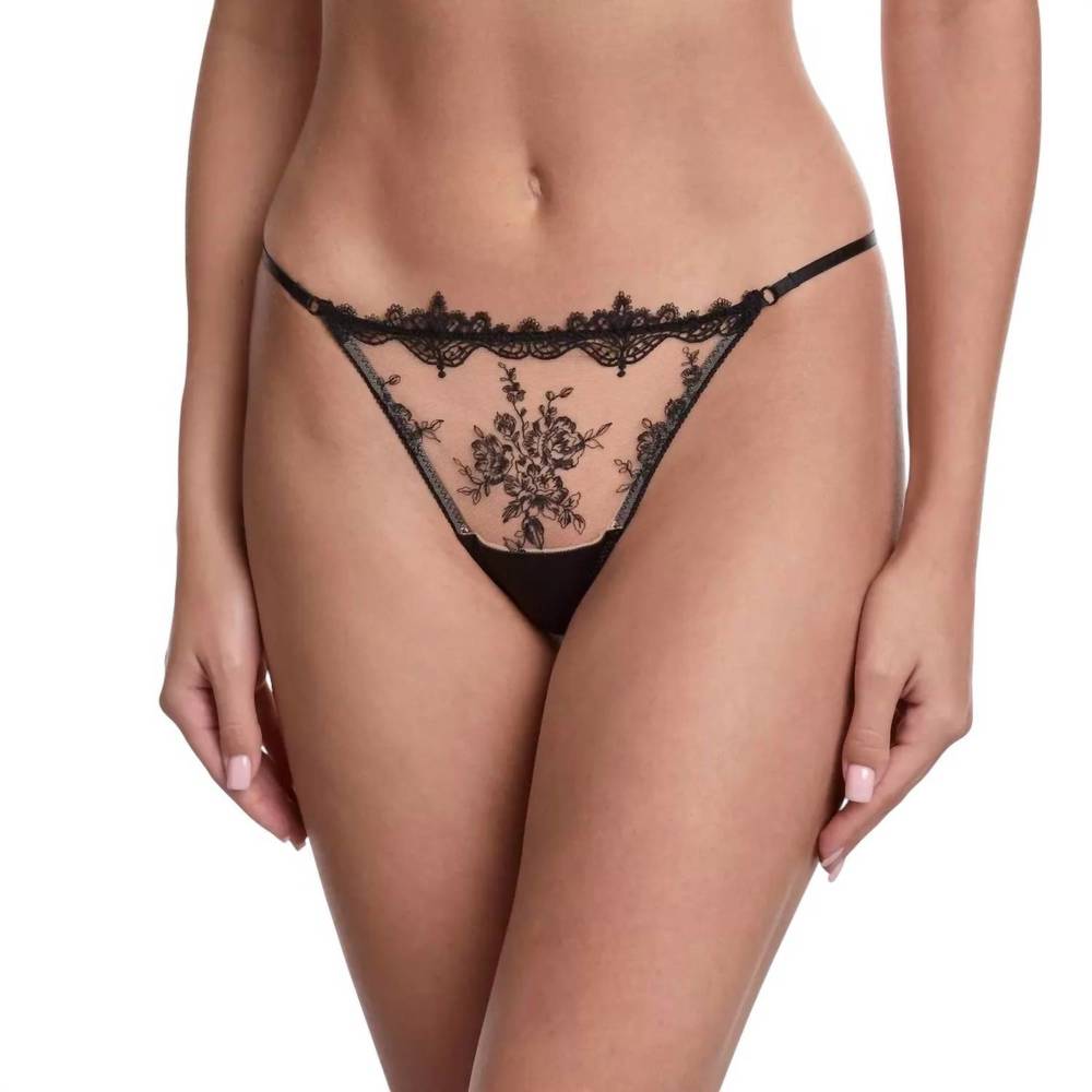NEW AJOUR finsbury lace adjustable g-string in beige & black